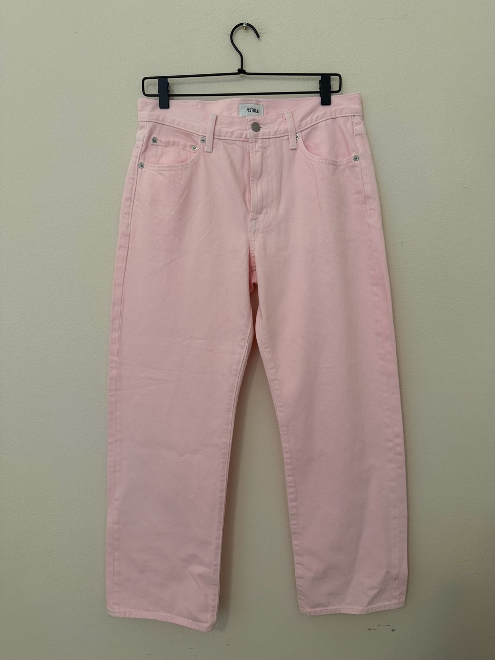 Pistola Lexi Mid Rise Bowed Straight Jeans Size 18 Blush Pink